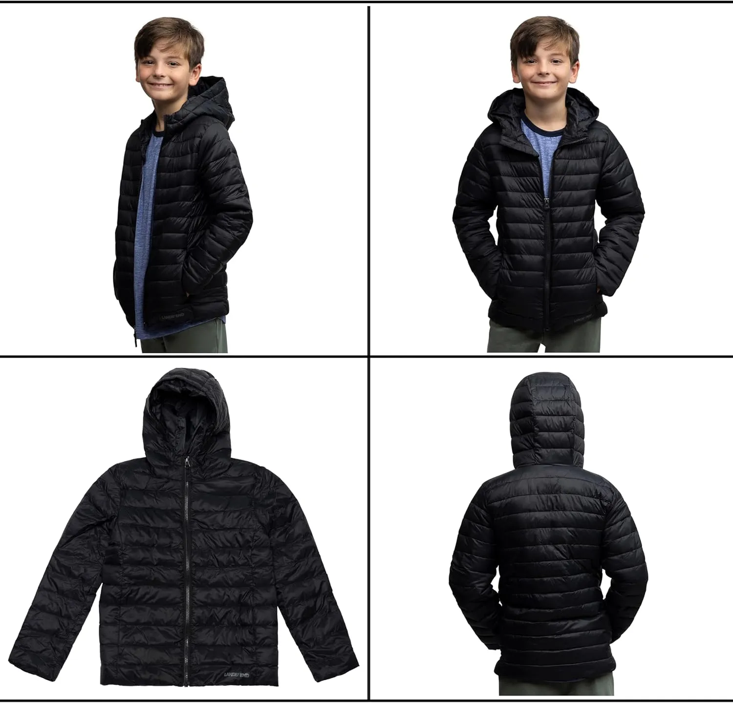 Lands' End Kids Full Zip Lightweight Thermoplume Hooded Jacket (S-XL)