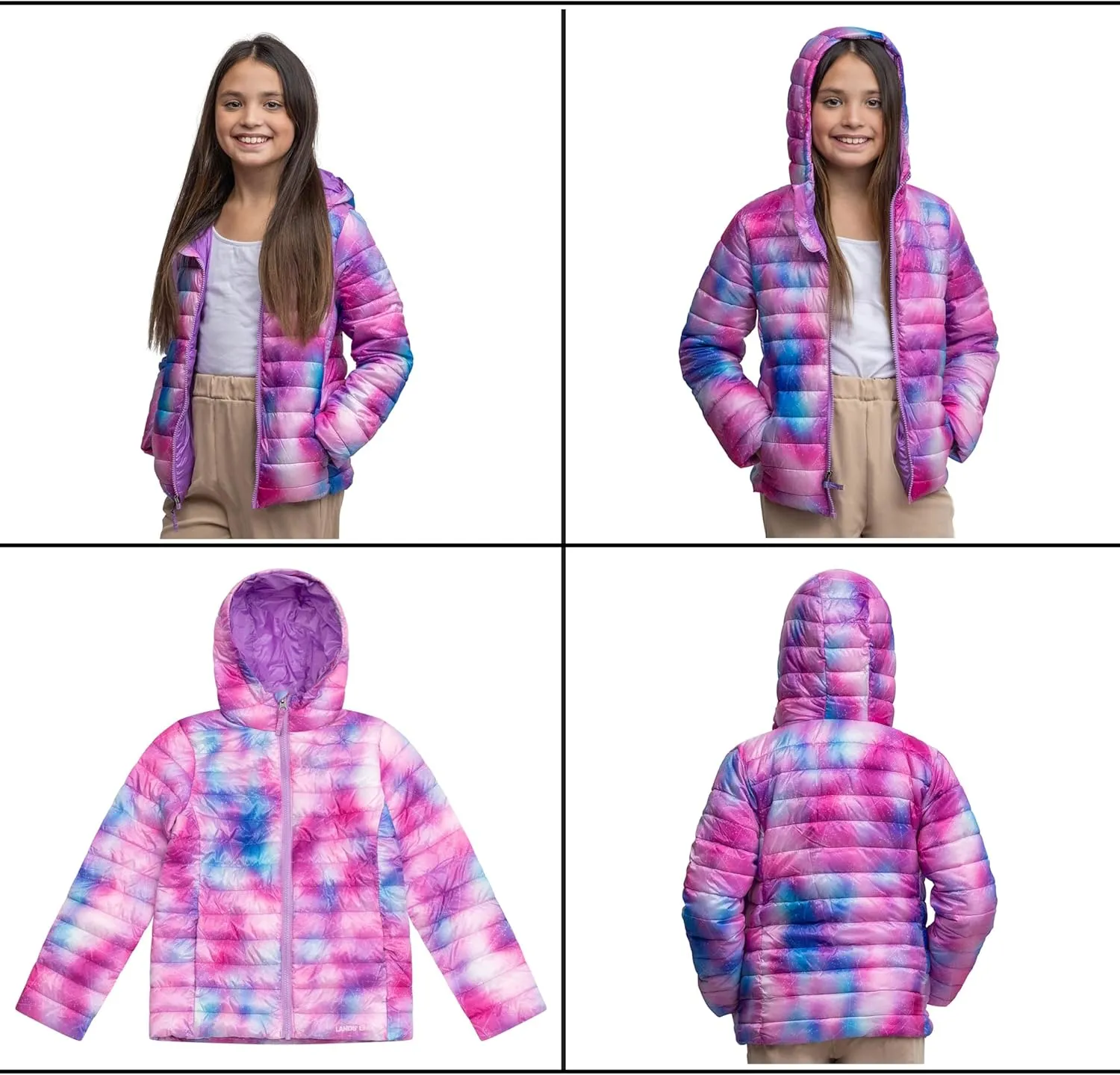 Lands' End Kids Full Zip Lightweight Thermoplume Hooded Jacket (S-XL)