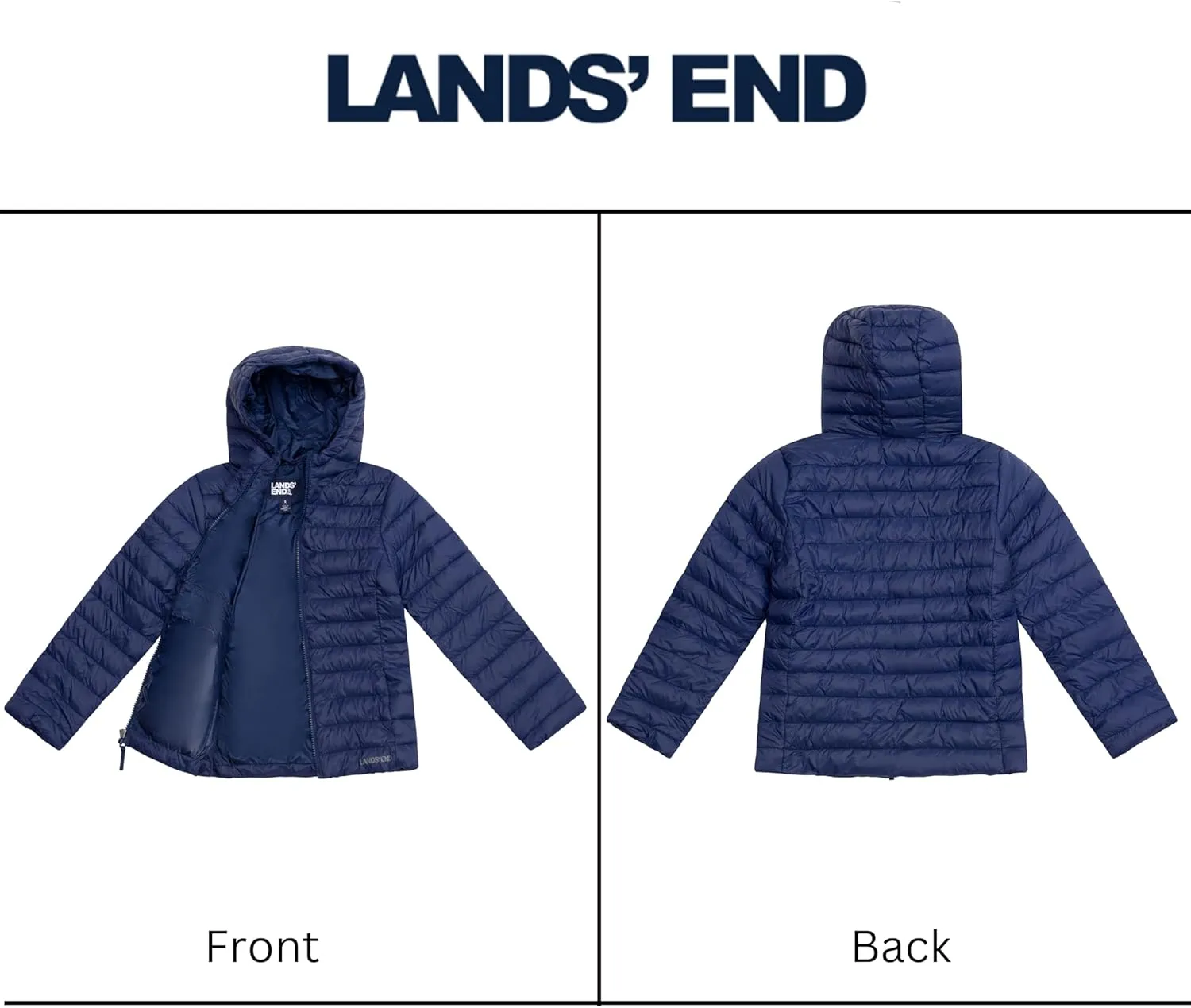 Lands' End Kids Full Zip Lightweight Thermoplume Hooded Jacket (S-XL)
