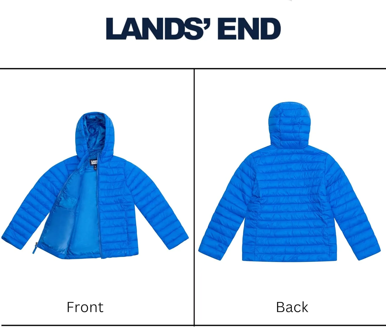 Lands' End Kids Full Zip Lightweight Thermoplume Hooded Jacket (S-XL)
