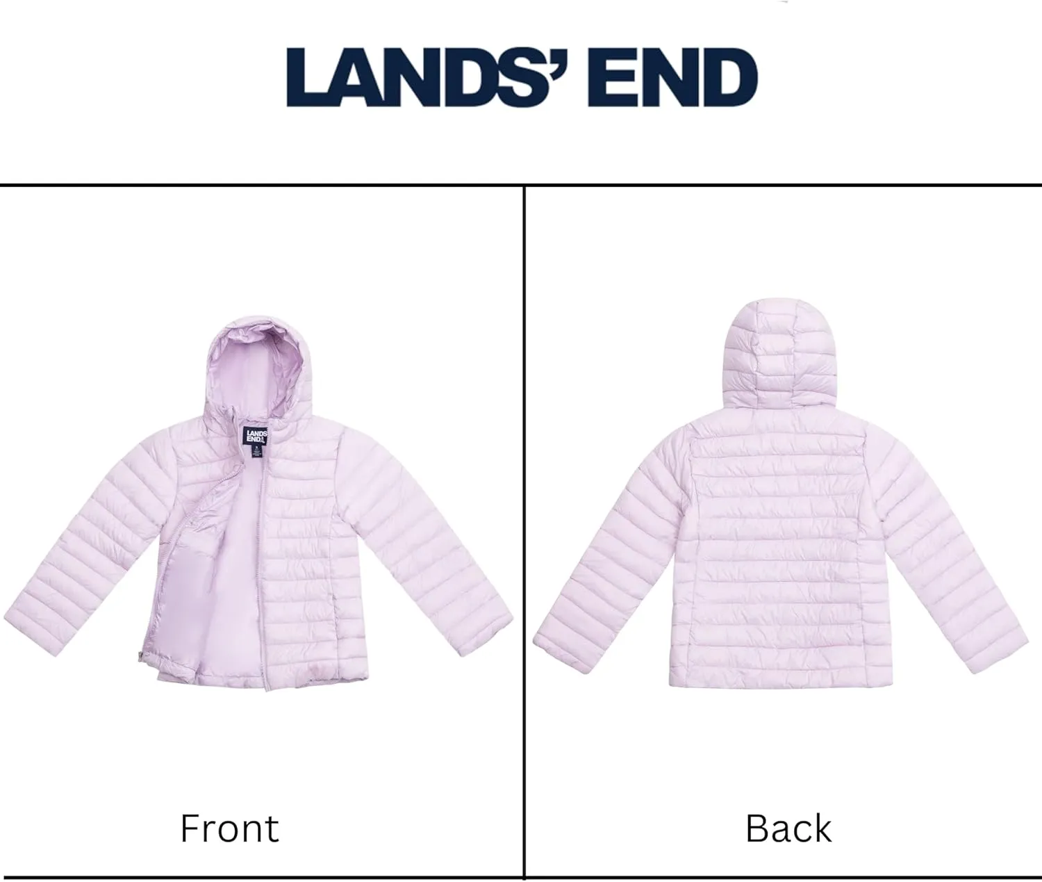 Lands' End Kids Full Zip Lightweight Thermoplume Hooded Jacket (S-XL)