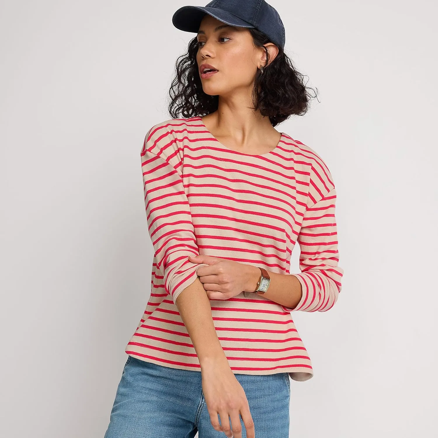 Lands' End Women's Long Sleeve Mariner Jersey Crewneck Tee