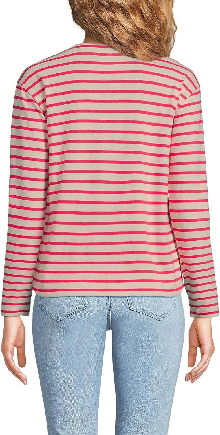 Lands' End Women's Long Sleeve Mariner Jersey Crewneck Tee