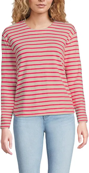 Lands' End Women's Long Sleeve Mariner Jersey Crewneck Tee