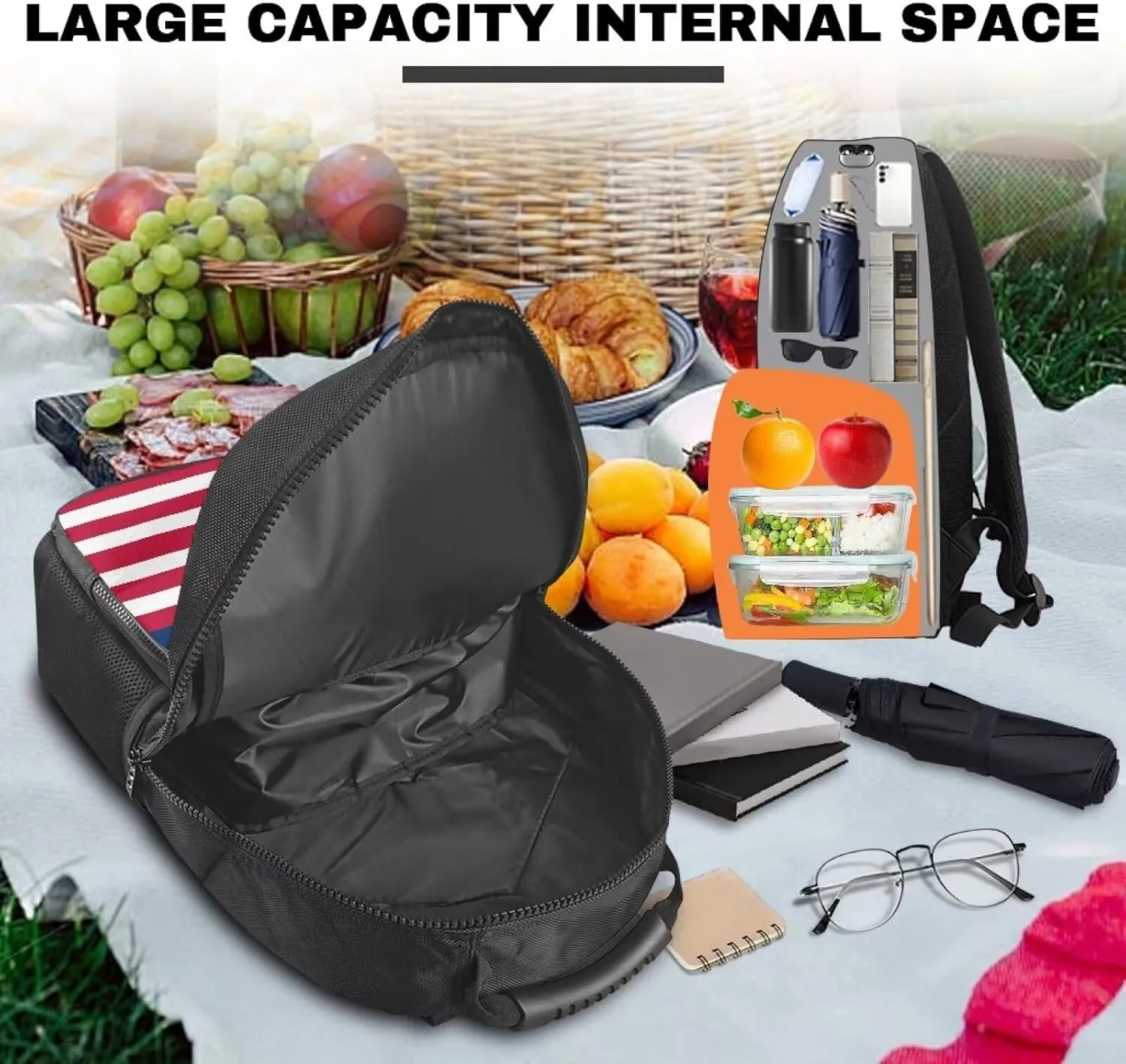 Laptop Backpack with Lunch Box Insulated Adult Backpacks with Cooler Compartment 17 Inch Lunch Bag for Camping