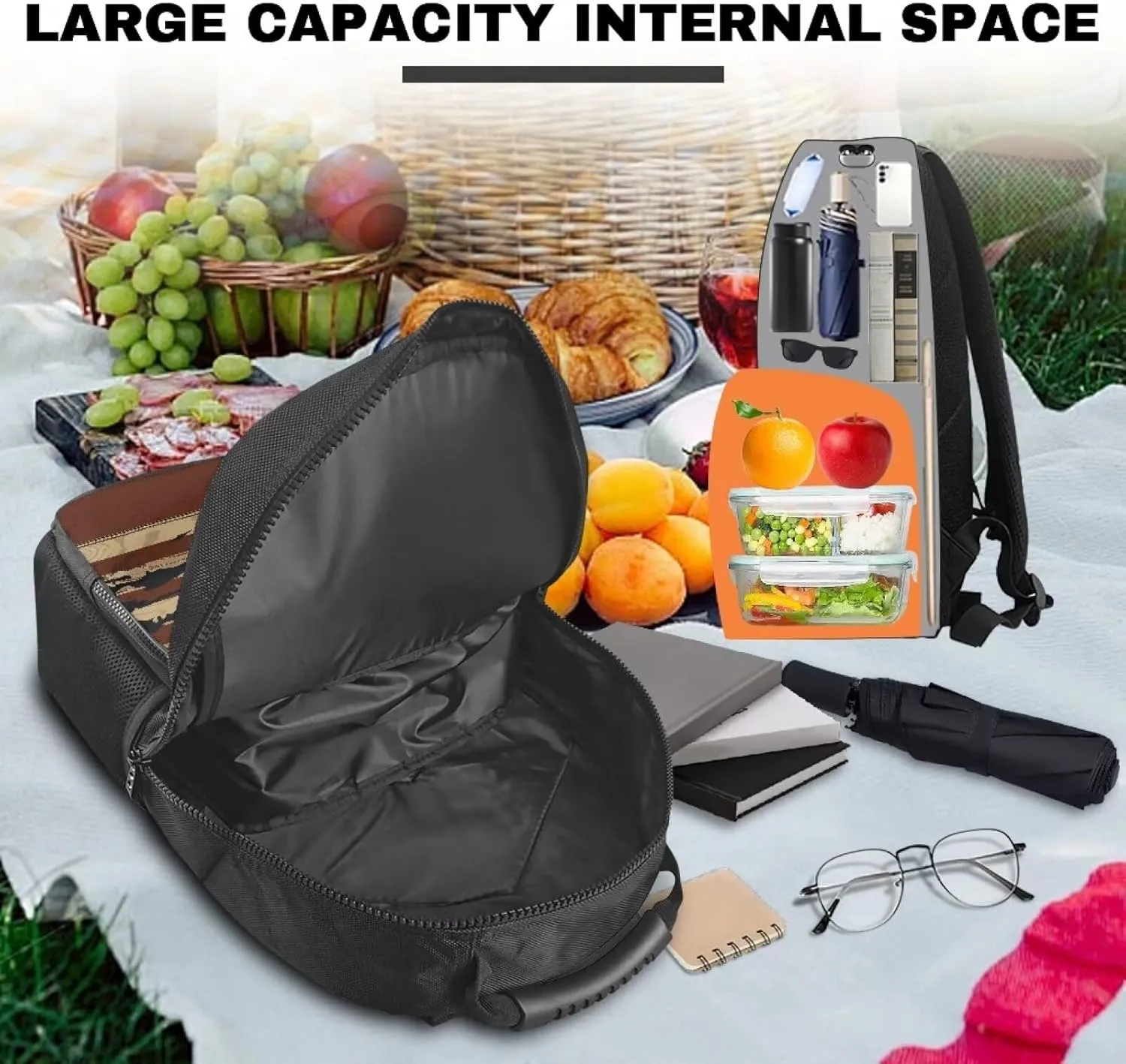 Laptop Backpack with Lunch Box Insulated Adult Backpacks with Cooler Compartment 17 Inch Lunch Bag for Camping