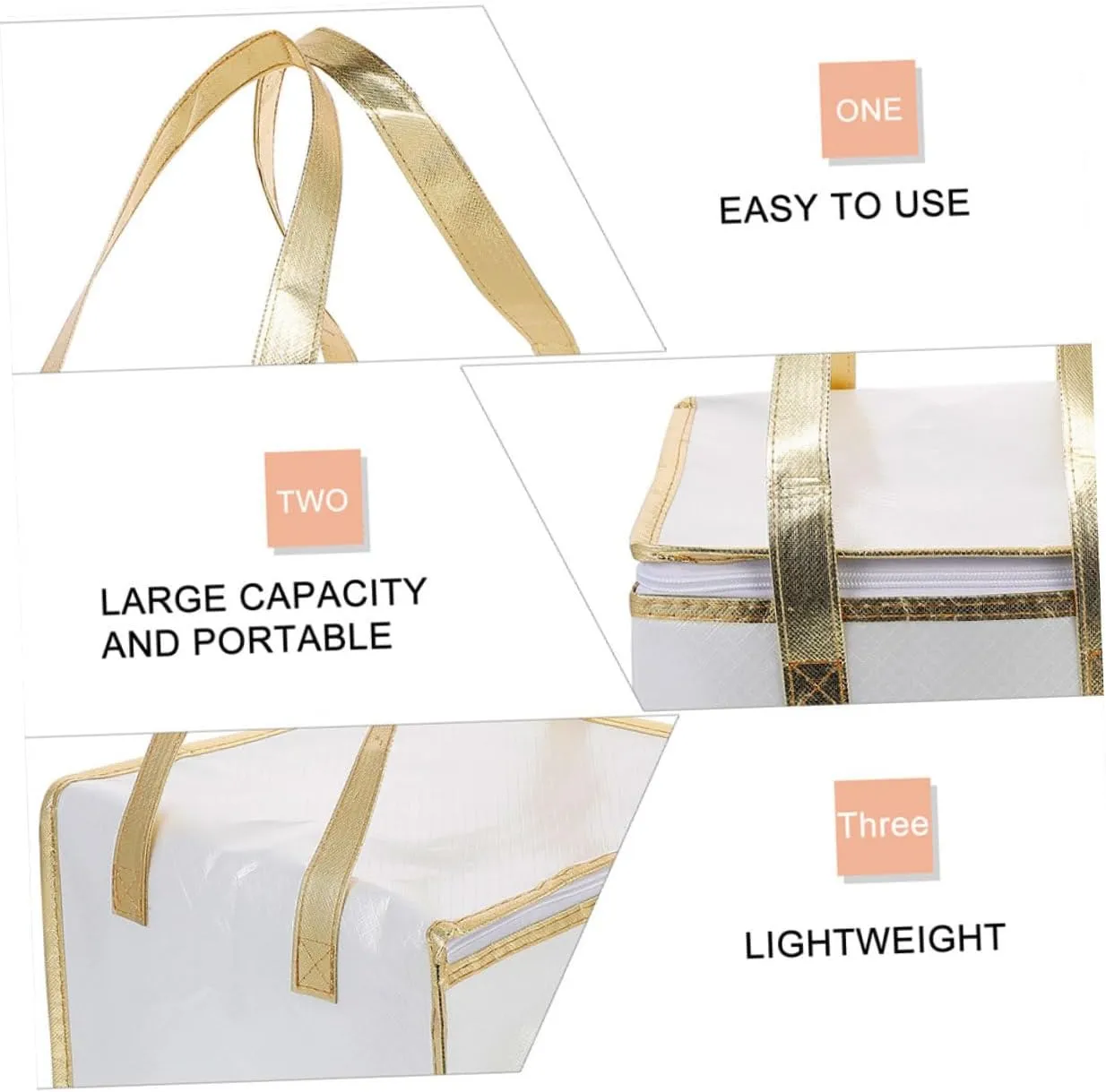 Large Capacity Insulated Cake Bag Reusable Food Storage Bag Handles for Travel Picnic Beach Shopping