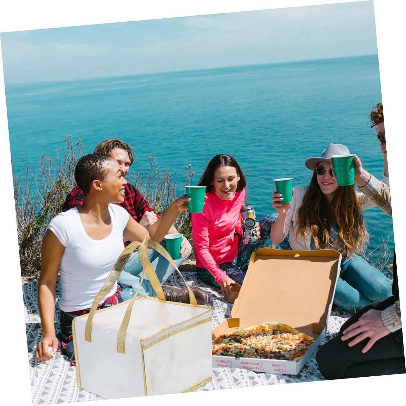 Large Capacity Insulated Cake Bag Reusable Food Storage Bag Handles for Travel Picnic Beach Shopping