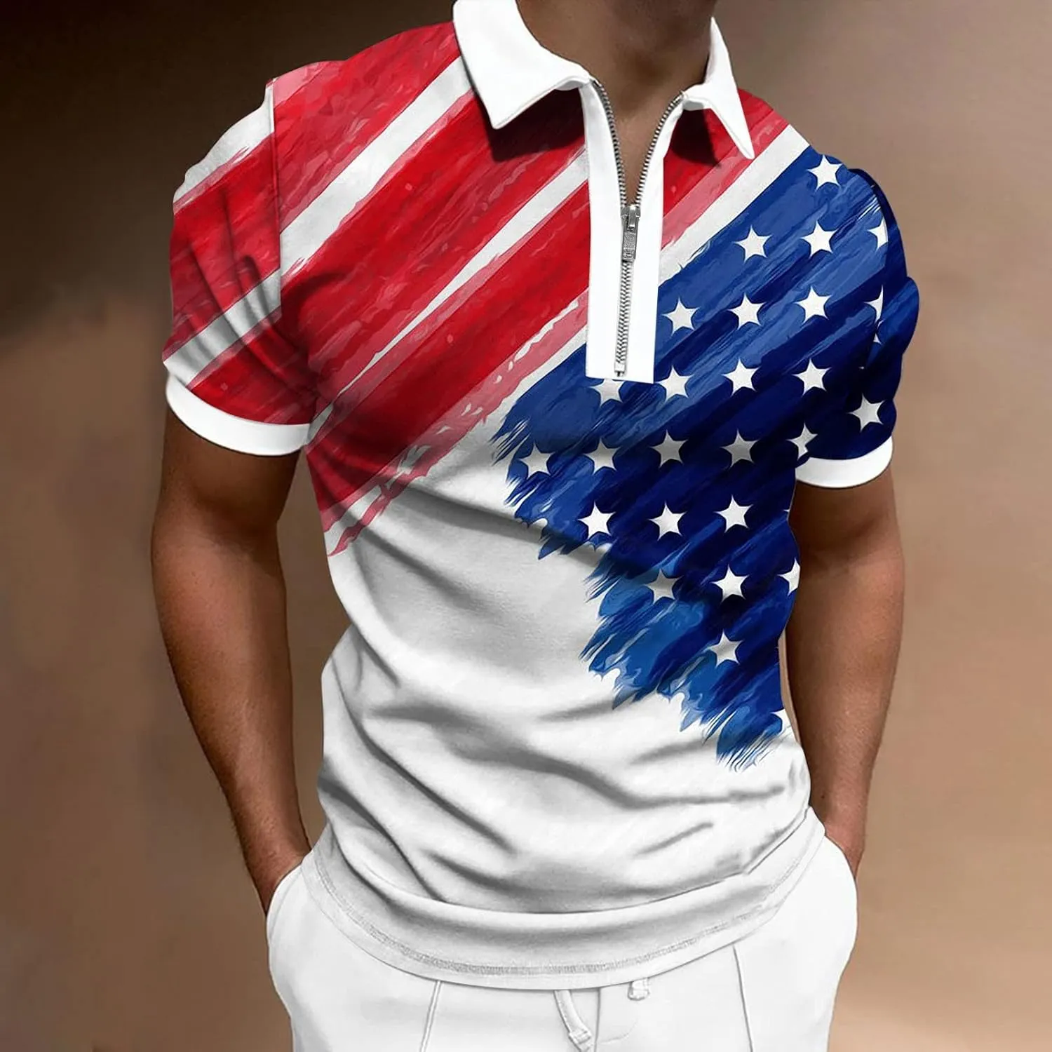 LCMTWX 1776 Independence Day 4th of July Patriotic Polo Shirt for Men Fashion Leisure Seaside Beach Holiday 3D