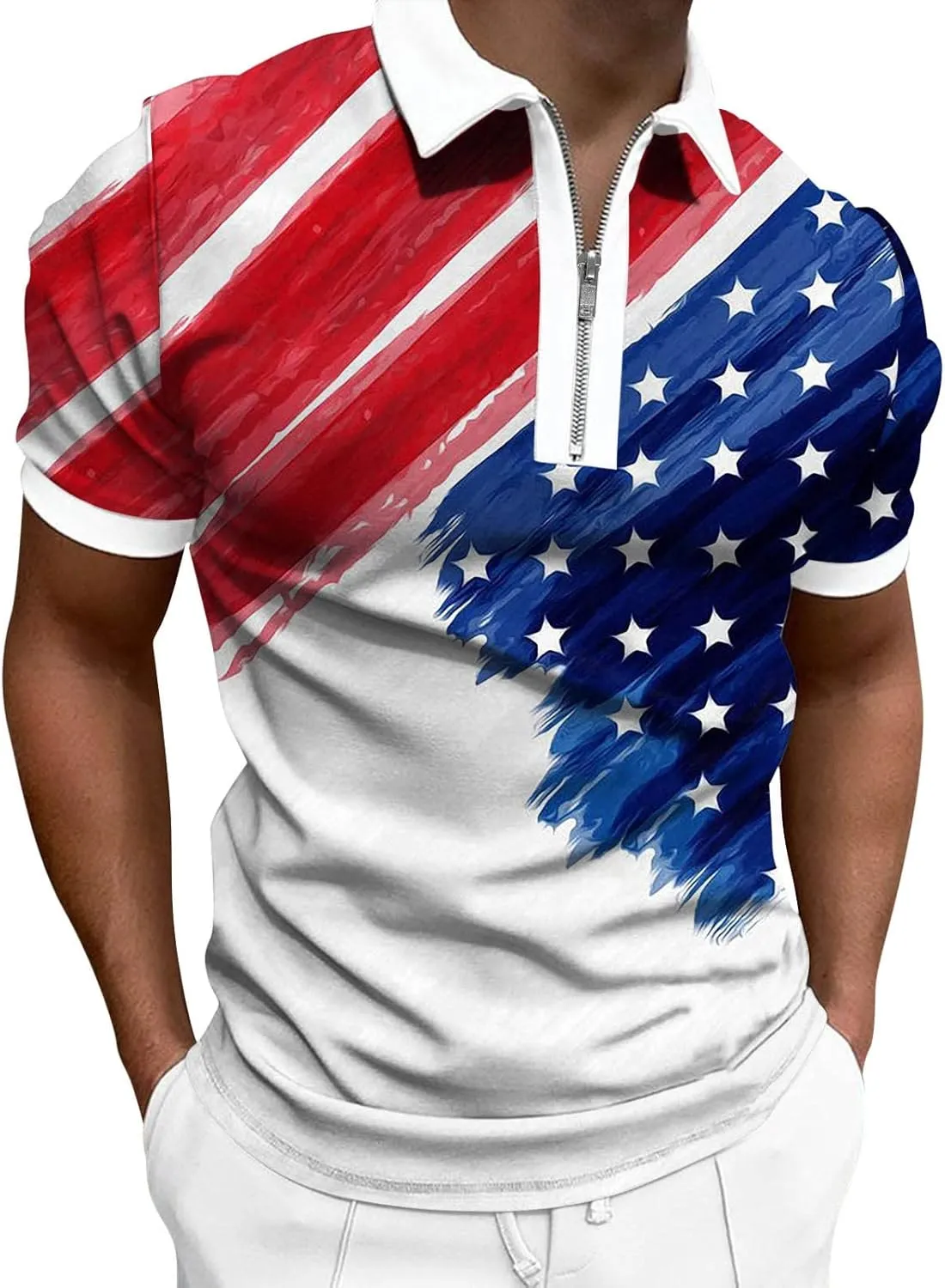 LCMTWX 1776 Independence Day 4th of July Patriotic Polo Shirt for Men Fashion Leisure Seaside Beach Holiday 3D