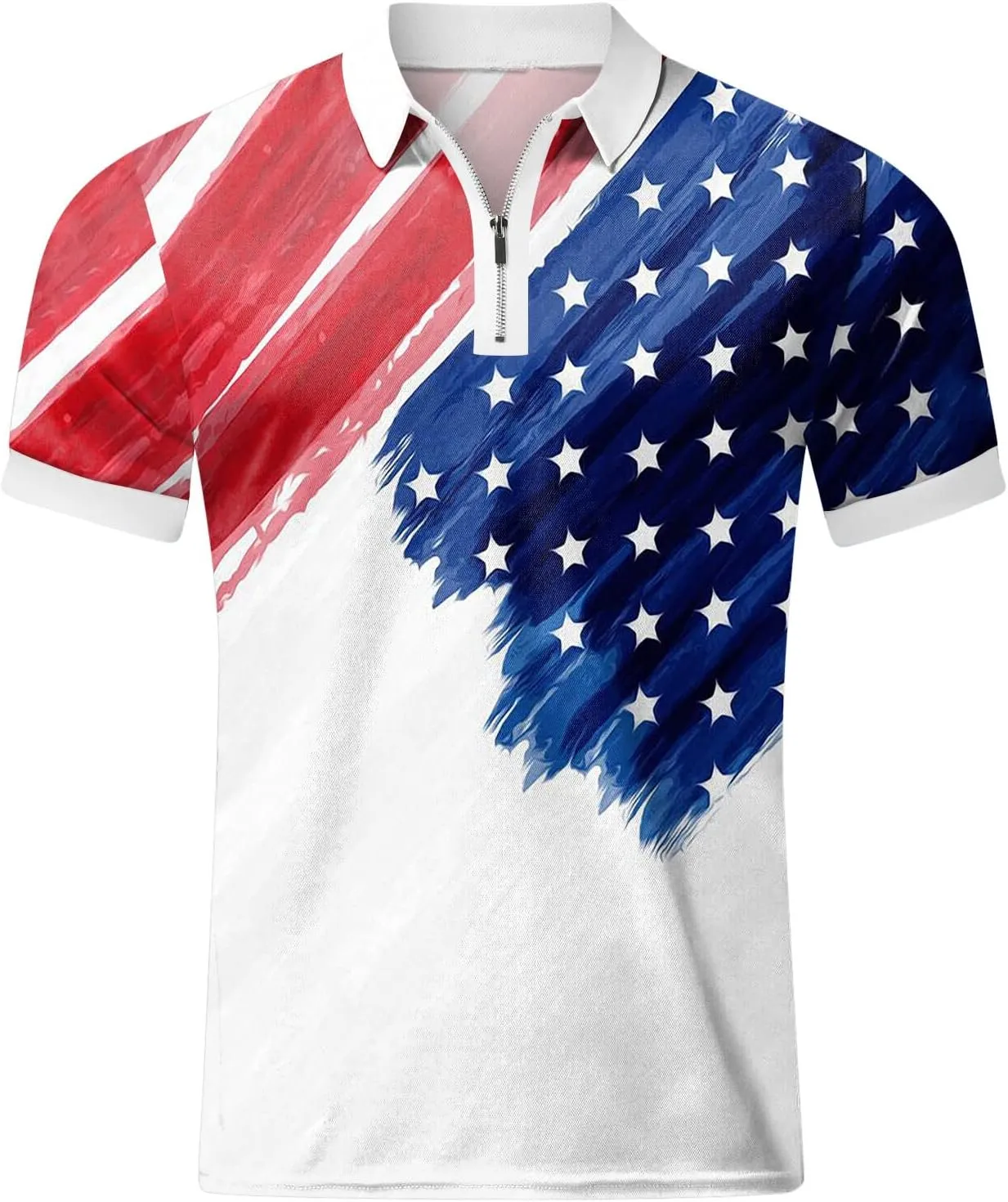 LCMTWX 1776 Independence Day 4th of July Patriotic Polo Shirt for Men Fashion Leisure Seaside Beach Holiday 3D