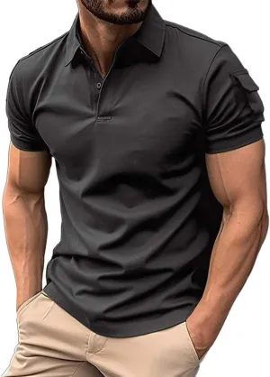 LCMTWX Men Polo Shirts 2024 Comfort Soft Loose Outdoor Sports Lapel Solid Color Camouflage Printing Raglan Sleeve Polo