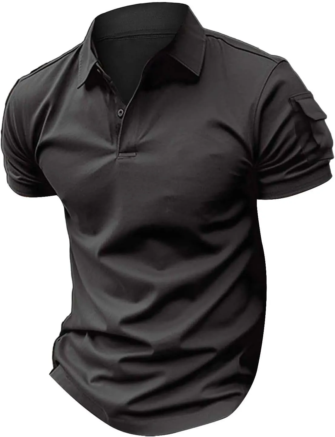 LCMTWX Men Polo Shirts 2024 Comfort Soft Loose Outdoor Sports Lapel Solid Color Camouflage Printing Raglan Sleeve Polo