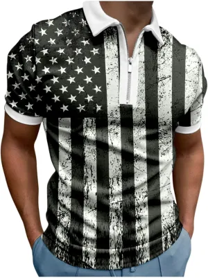 LCMTWX Men's 1776 Independence Day Polo Shirt Polo Shirt Men 2024 Fag Spring and Summer Fashion Leisure Seaside Beach