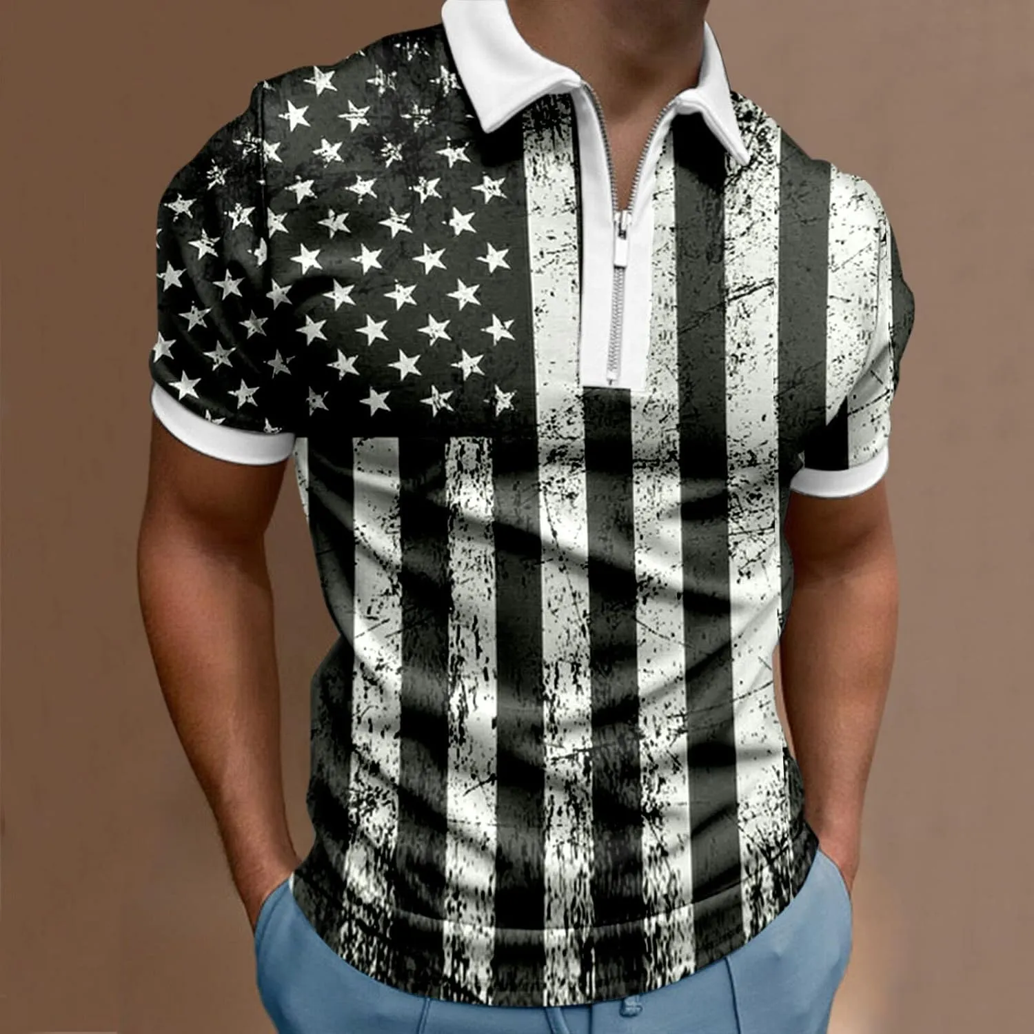 LCMTWX Men's 1776 Independence Day Polo Shirt Polo Shirt Men 2024 Fag Spring and Summer Fashion Leisure Seaside Beach