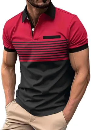 LCMTWX Polo Men Turn Down Collar American Flag Print Patriotic Shirts Slim Fit Short Sleeve Golfs Golf Polo Shirts for Men