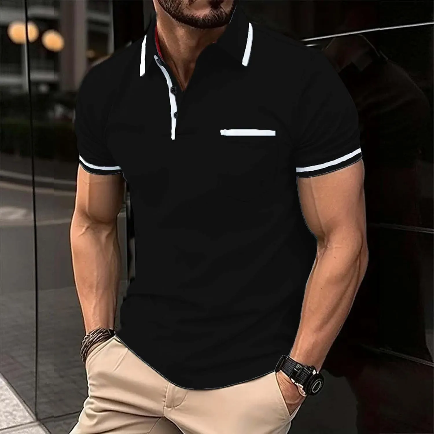 LCMTWX Polo Men Turn Down Collar American Flag Print Patriotic Shirts Slim Fit Short Sleeve Golfs Golf Polo Shirts for Men