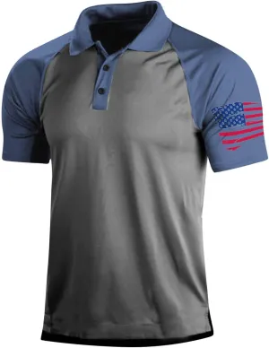 LCMTWX Polo Shirts for Men American Patriotic Flag Shirt Mens Polo Shirt 2024 Short Sleeve 1/4 Zipper Blouse Independence