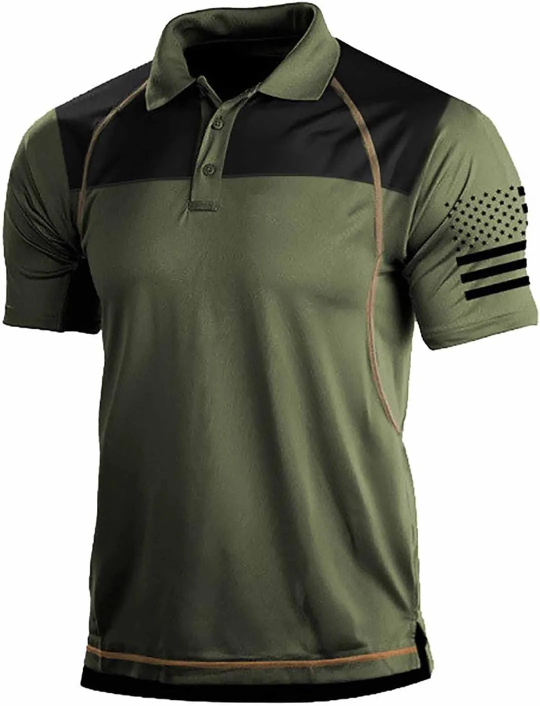 LCMTWX Tropical Golf Shirts for Men American Flag American Flag Polo Shirts for Men and Summer Fashion Leisure Seaside