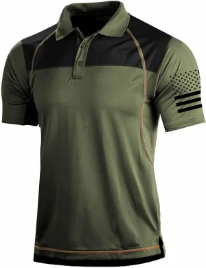 LCMTWX Tropical Golf Shirts for Men American Flag American Flag Polo Shirts for Men and Summer Fashion Leisure Seaside