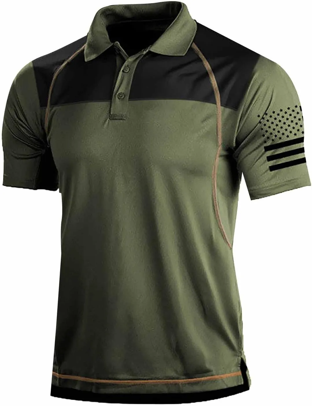 LCMTWX Tropical Golf Shirts for Men American Flag American Flag Polo Shirts for Men and Summer Fashion Leisure Seaside