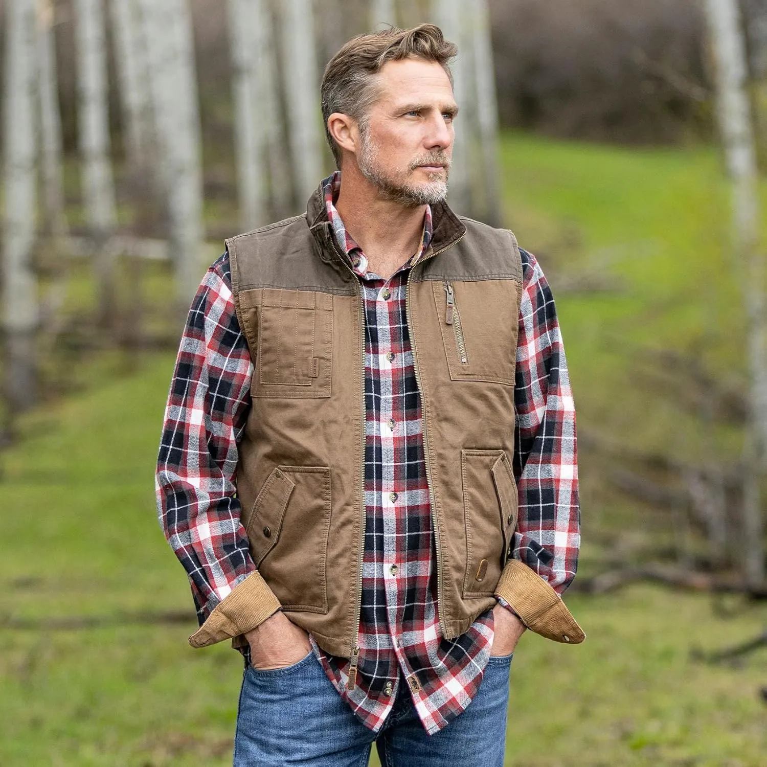 Legendary Whitetails mens Tough as Buck Vest for Men, Work Flannel Lined Hunting Outerwear, Casual Western Insulated Zip Up