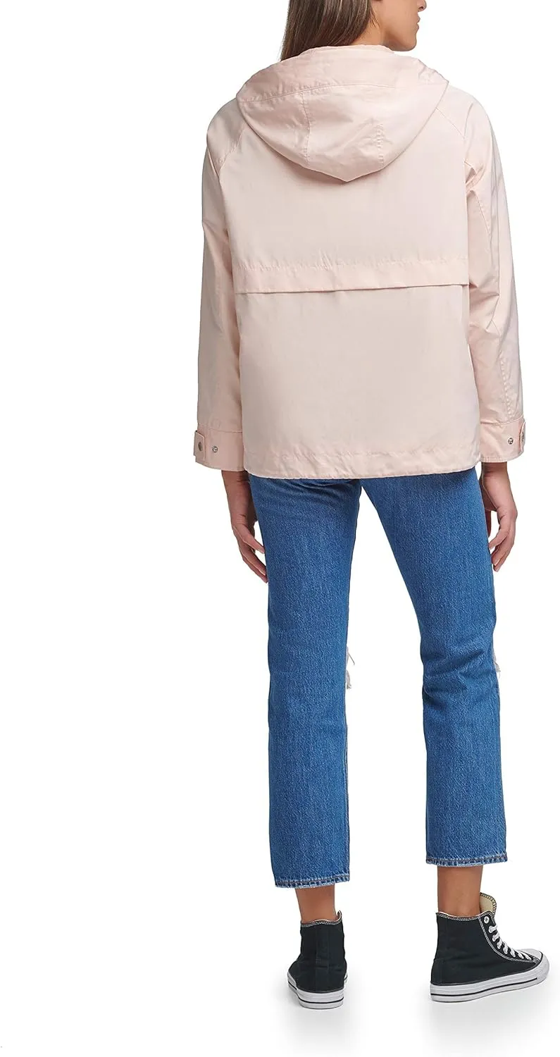 Levi's Women's Hooded Peached Nylon Zip Front Rain Jacket