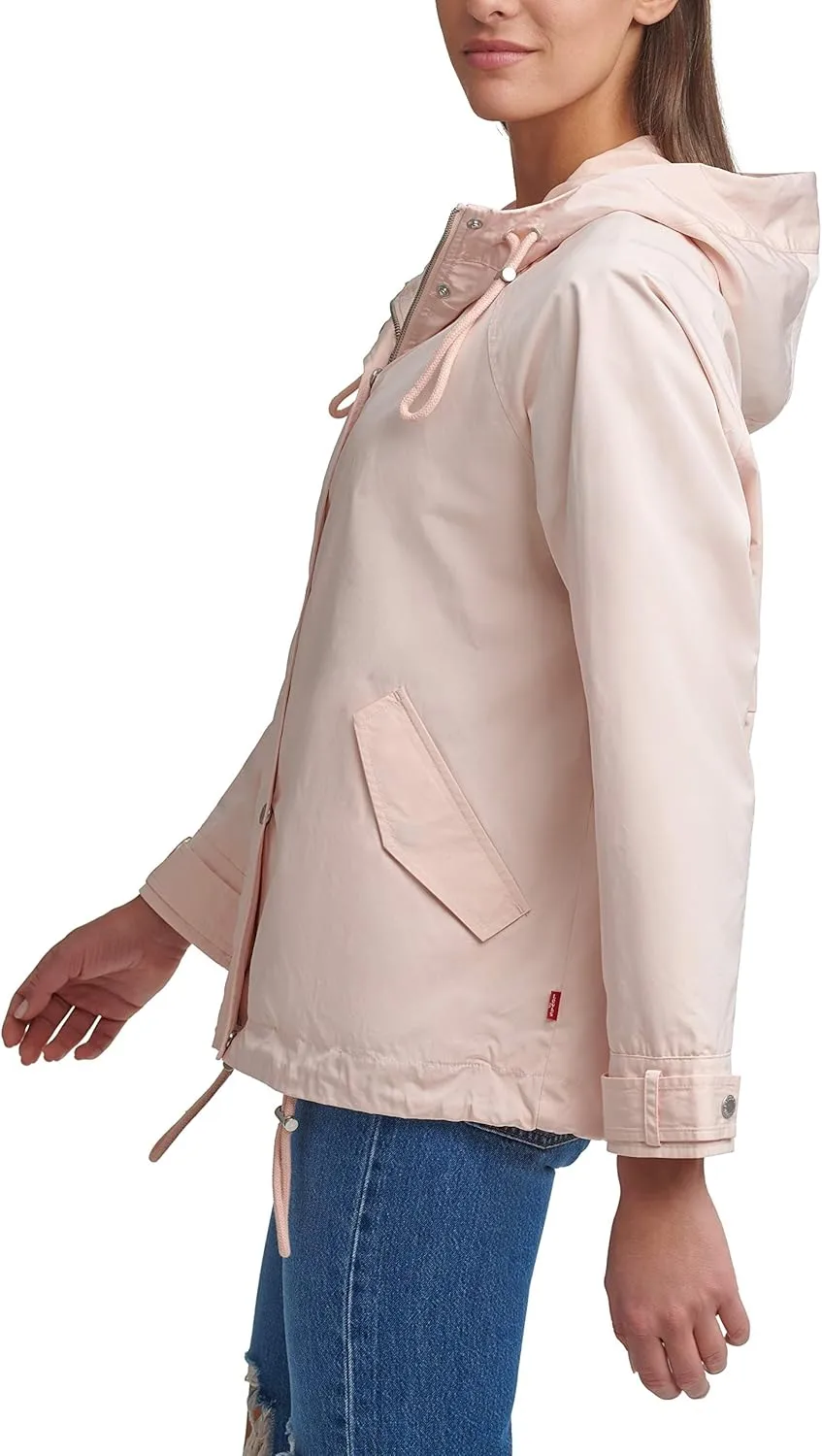Levi's Women's Hooded Peached Nylon Zip Front Rain Jacket