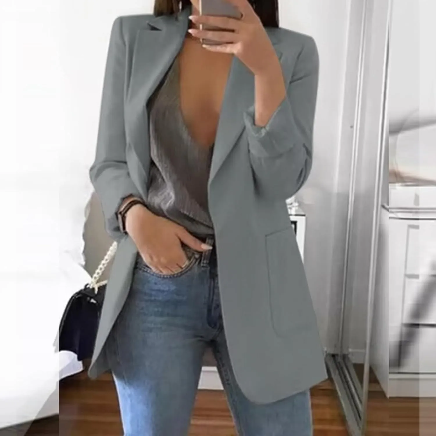 Lightweight Blazer For Women 2025 Office Work Jackets Long Sleeve Solid Formal Open Front Lapel Trendy Cardigans