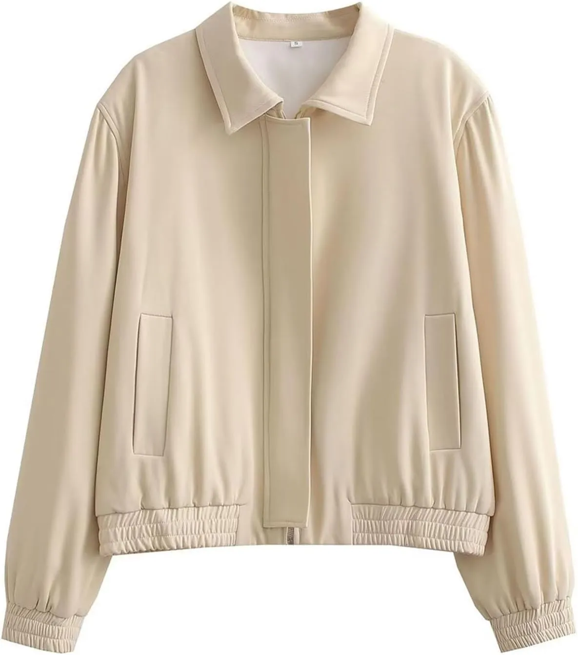 Lightweight Jacket for Women Long Sleeve Zipper Up Lapel Casual Outwear Fashion Loose Fit Solid Color Pockets Coat
