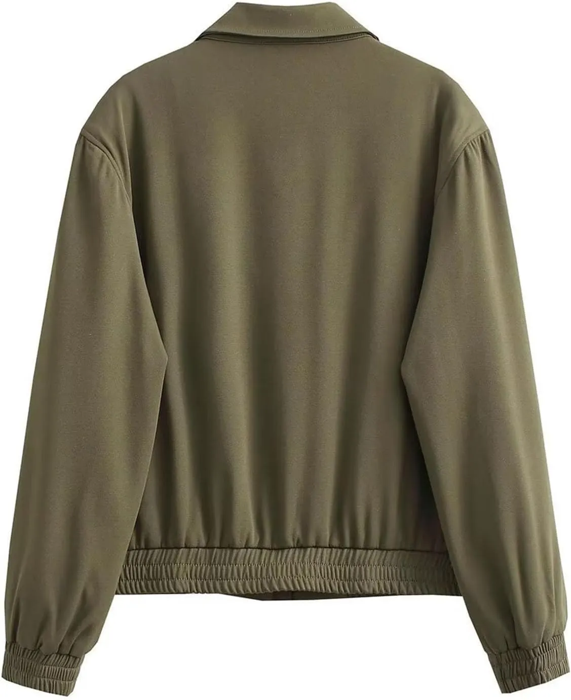 Lightweight Jacket for Women Long Sleeve Zipper Up Lapel Casual Outwear Fashion Loose Fit Solid Color Pockets Coat