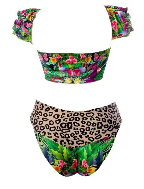 Liliana Montoya GAiA Amazonia Jaguar Puffed Short Sleeve Bandeau & Cheeky Bottom Set