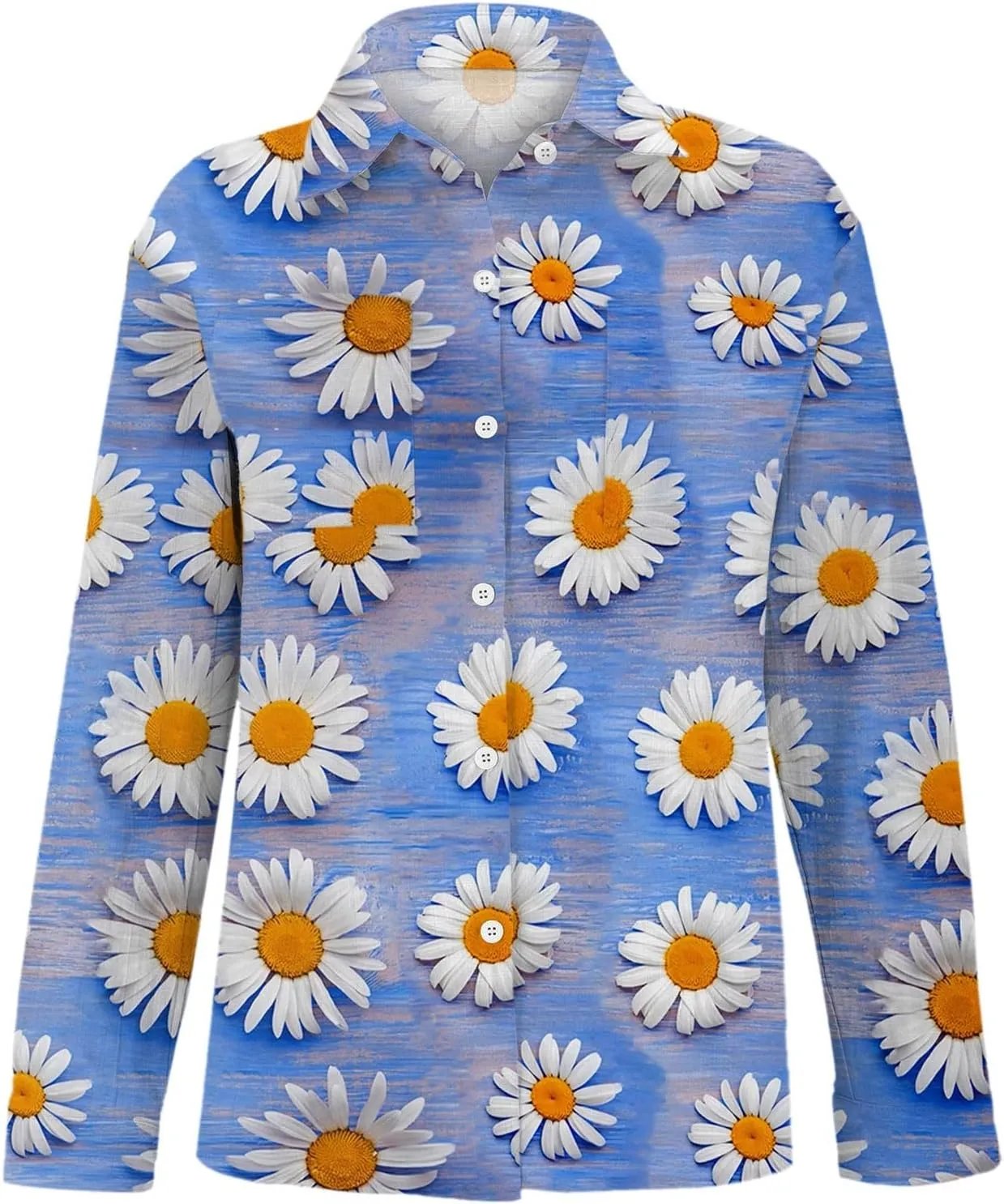 Linen Blouses for Women Dressy Casual Button Down Shirts Floral Printed Long Sleeve Blouse Business Casual Work Tops