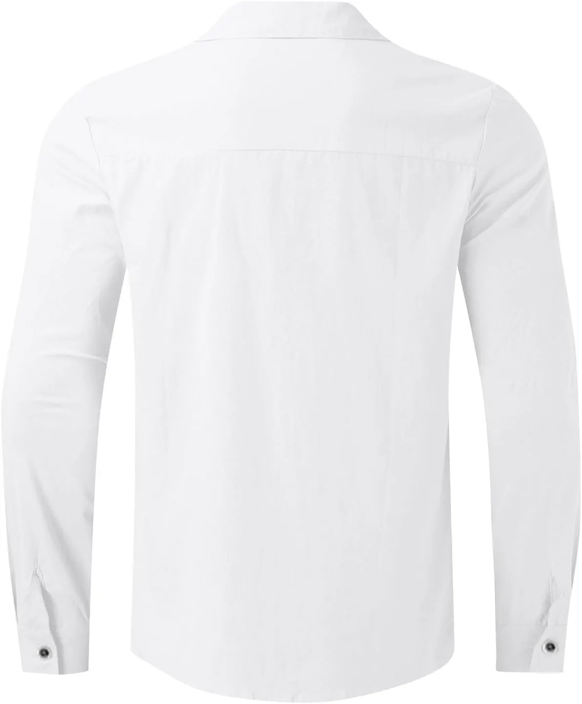 Linen Shirt for Men Long Sleeve Mandarin Collar Button Down Shirt Lightweight Breathable Beach Tops