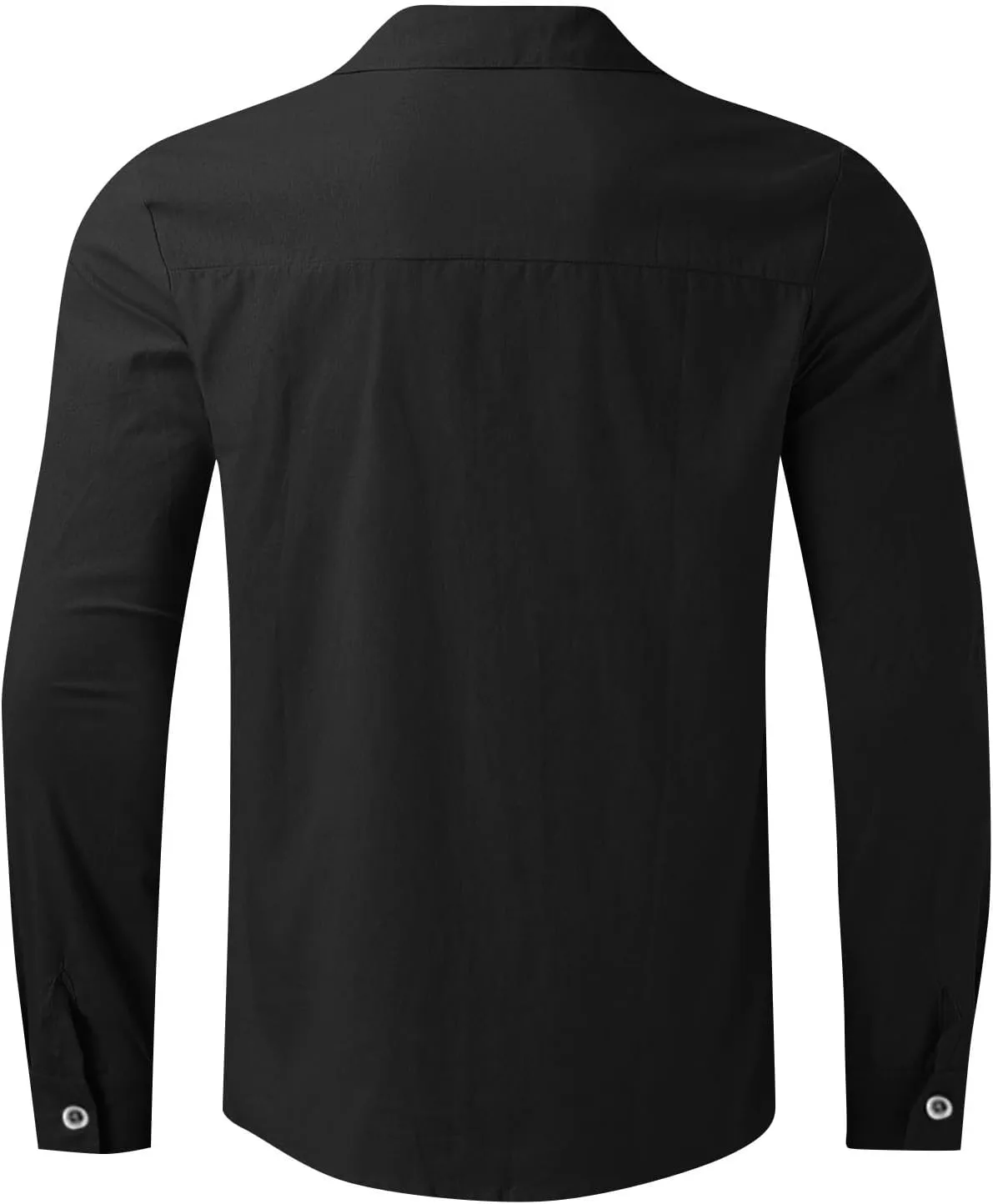 Linen Shirt for Men Long Sleeve Mandarin Collar Button Down Shirt Lightweight Breathable Beach Tops