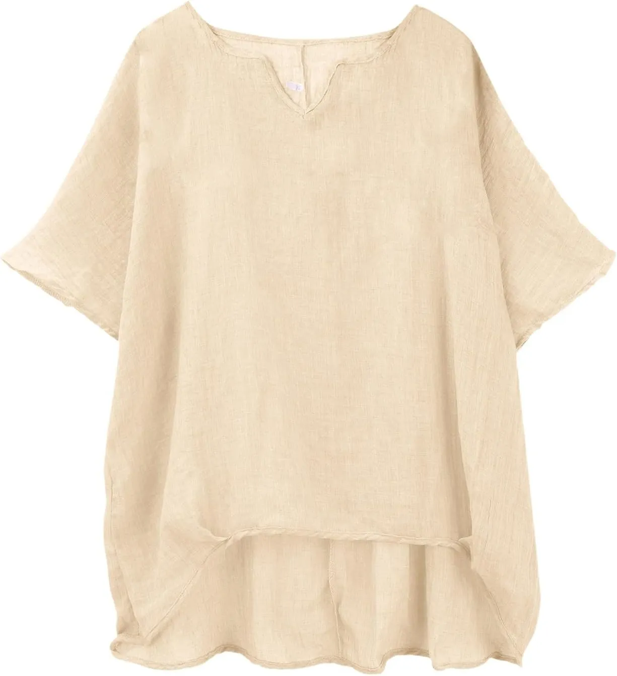 Linen Shirts for Women Summer Casual Trendy Boho Plus Size Shirts Crewneck Short Sleeve Cute Tops Loose Fit Blouses