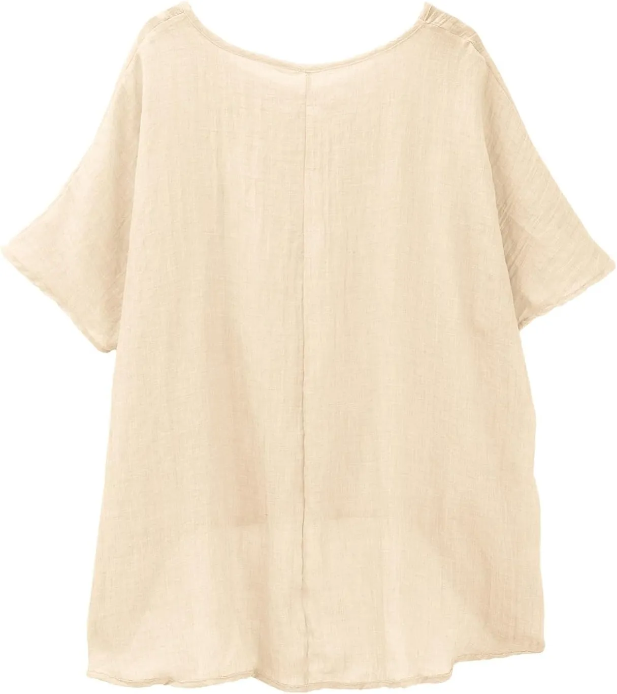 Linen Shirts for Women Summer Casual Trendy Boho Plus Size Shirts Crewneck Short Sleeve Cute Tops Loose Fit Blouses