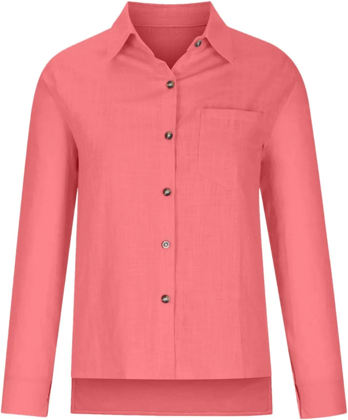 Linen Shirts for Women Summer Long Sleeve Lapel Button Down Shirt Lightweight Gauze Tops Loose Casual Blouses