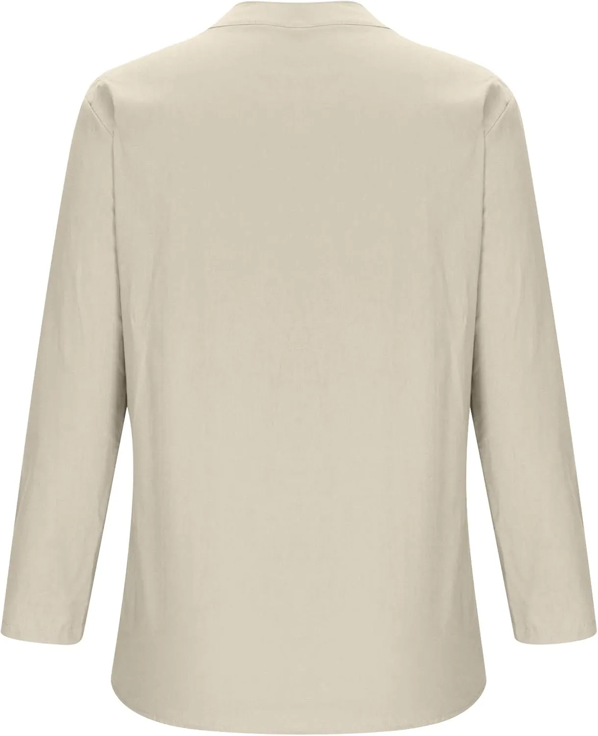 Linen Tops for Women 2025 Summer Button Down Blouses Casual Loose 3/4 Sleeve Shirts V Neck Vacation Henley Tunic