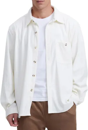 Locachy Men's Casual Corduroy Shirt Loose Button Down Corduroy Shacket Jacket