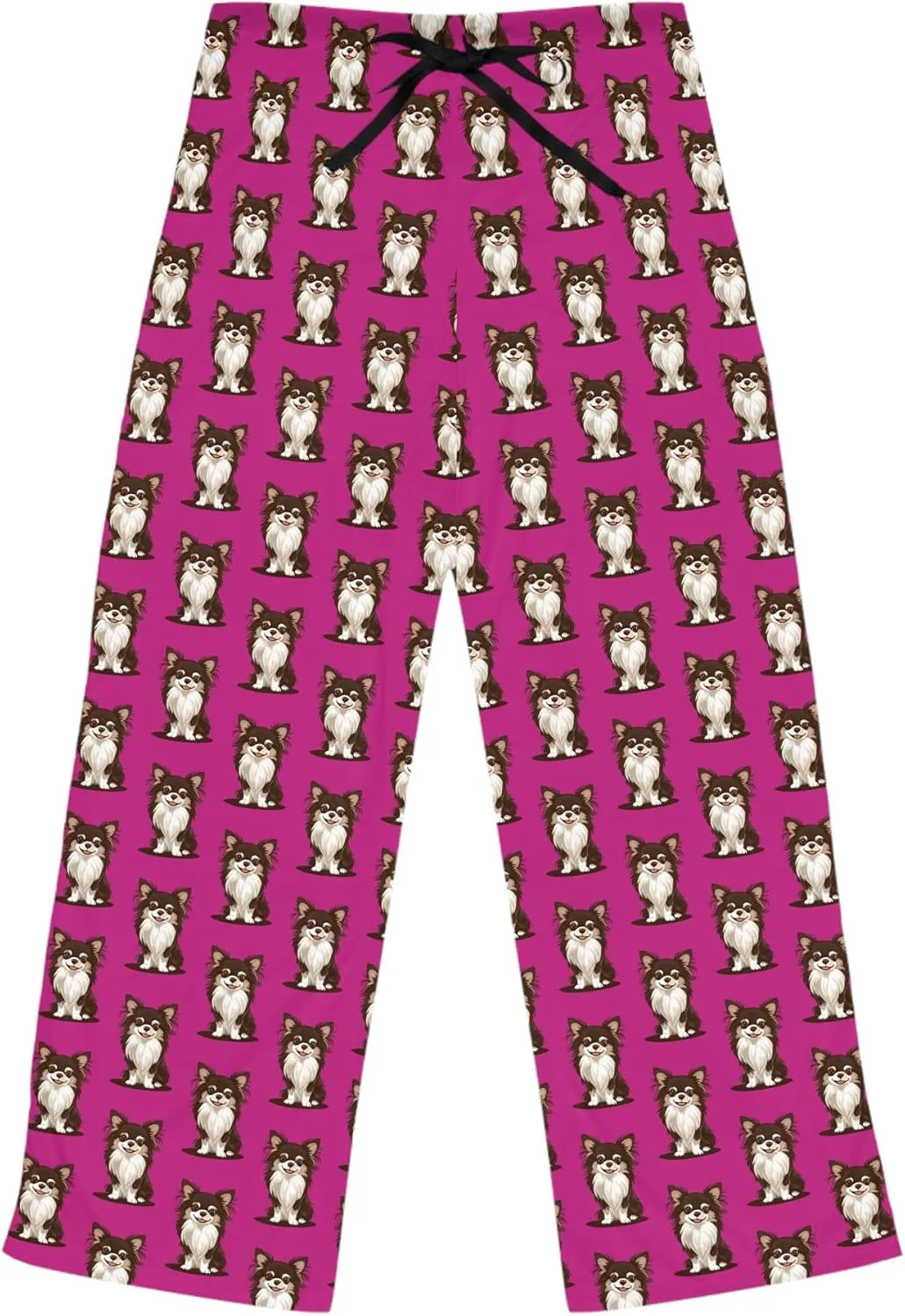 Long Haired Chihuahua Dog Hot Pink Women's Pajama Pants with Chihuahuas Puppy Pet Dog Pattern - Meandering Annie
