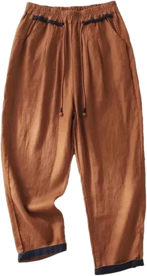 Loose Harem Pants Casual Versatile Fashion Cotton Linen Women's Summer Solid Color Elastic High Waist Pants