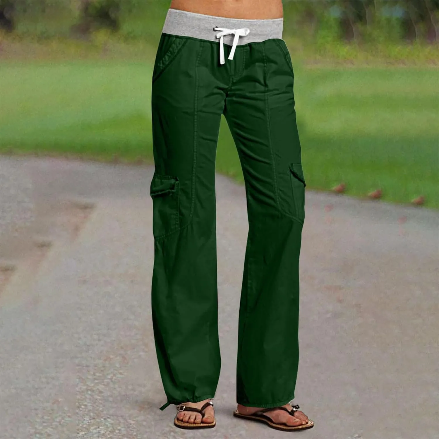 Low Rise Pants for Women, Cargo Pants Women, Casual, Drawstring, Straight Leg, Hiking Pants, Y2k, Trendy Trousers