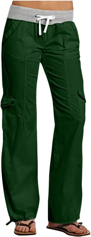Low Rise Pants for Women, Cargo Pants Women, Casual, Drawstring, Straight Leg, Hiking Pants, Y2k, Trendy Trousers