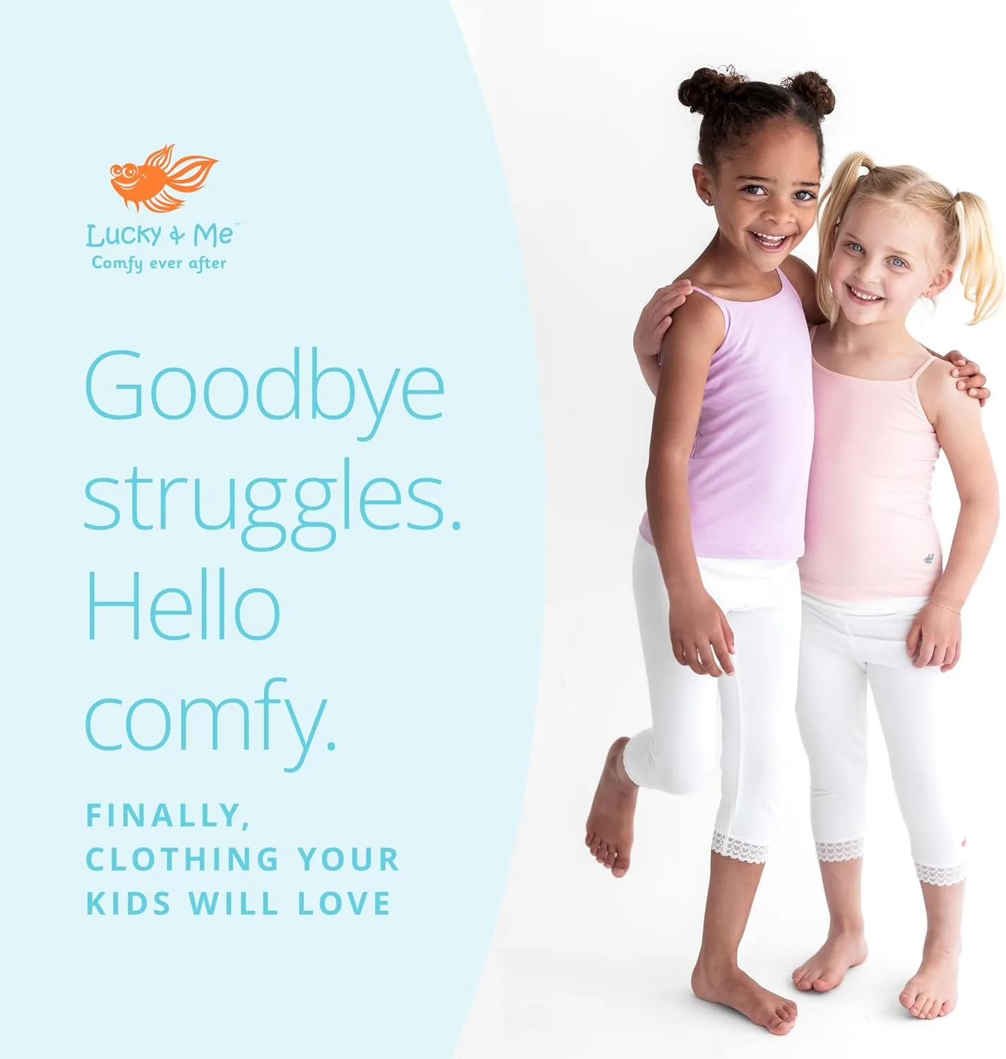 Lucky & Me Girls Leggings, Capri Length with Lace Trim and Wide Waistband, Jada 3 Pack