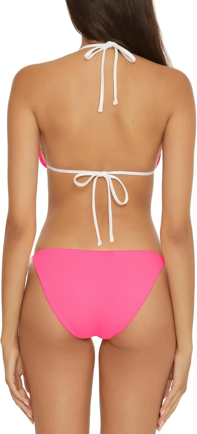 Lucky Women's Clear Lines Reversible Triangle Top and Tie Side Bottom Bikini Set, Adjustable, Two Piece Swimsuits