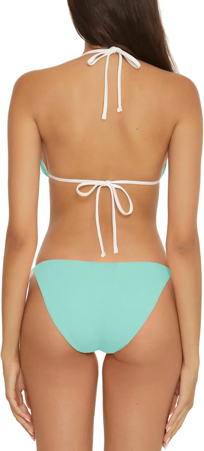 Lucky Women's Clear Lines Reversible Triangle Top and Tie Side Bottom Bikini Set, Adjustable, Two Piece Swimsuits