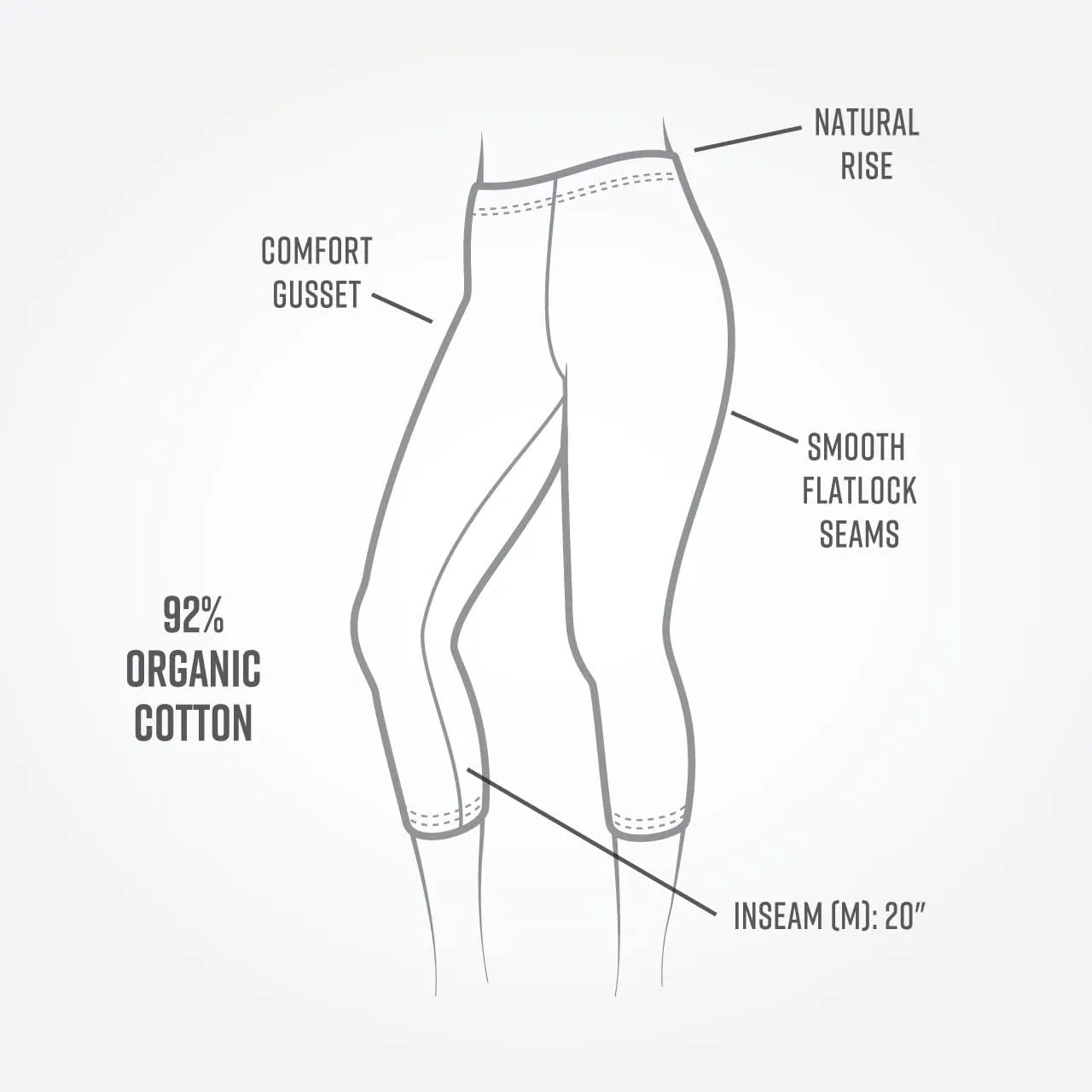 Maggie's Organic Cotton Midcalf Leggings - Base Layer Legging - Super Soft Workout Leggings