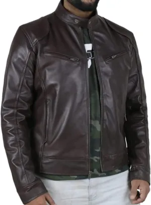 Male Cafe Racer Style PU Jacket Motorcycle Distressed Leather Jackets Moto Coat Bikers Leather Biker Blazer