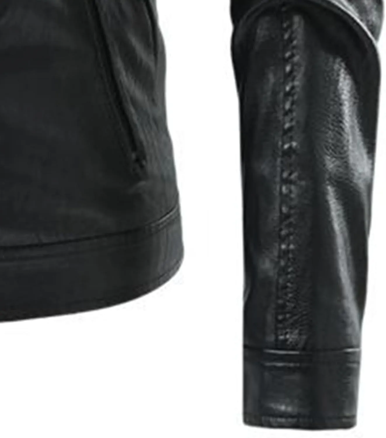 Male Stripe Leather Coat Stand Collar Pu Jackets Faux Leathers Jacket Racer Biker Style Double Zipper